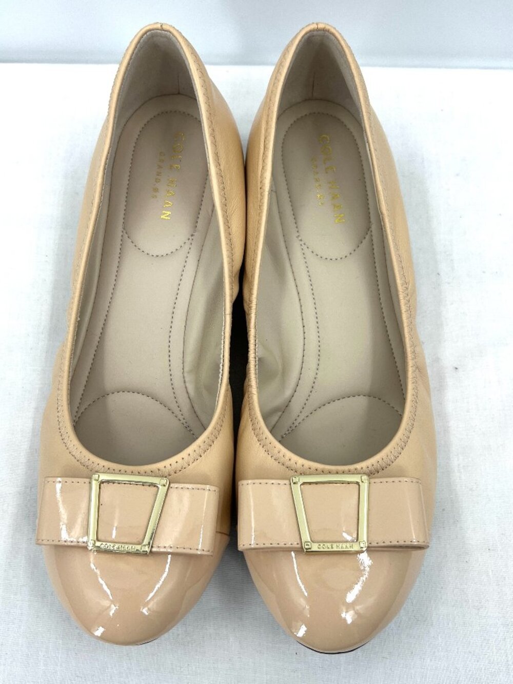 Cole Haan Emory Nude Leather Low Wedge Shoes Women's 8